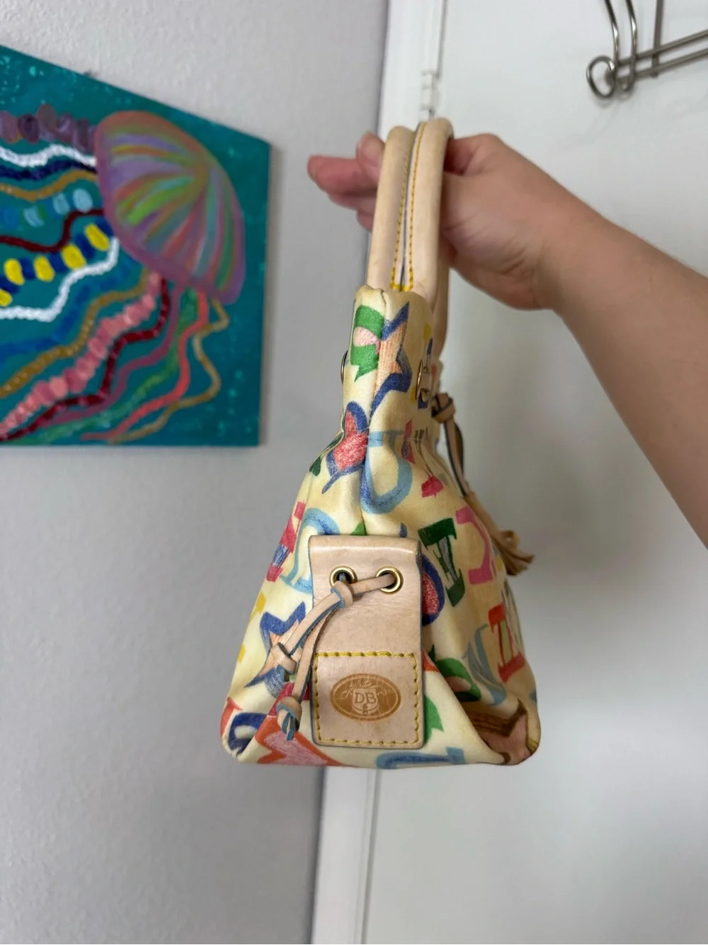 VTG Dooney And Bourke Graffiti Monogram Colorful Purse Coated Canvas Y2K Vintage